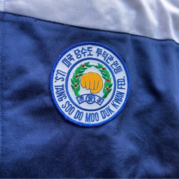 Adidas Vintage Track Jacket Tang Soo Do California Men's Navy Blue White XL - Picture 7 of 16